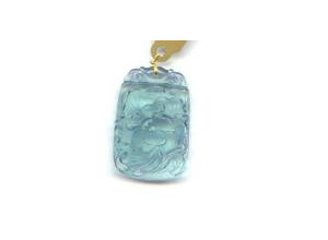 Aquamarine 34x23 Carved Pendant