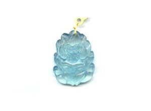 Aquamarine 37x28 Carved Pendant