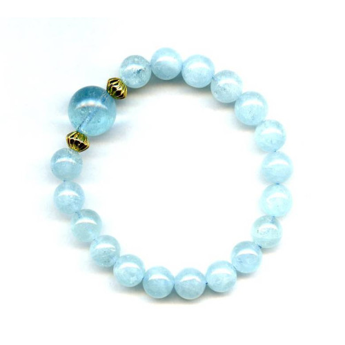 137-2603 Aquamarine <br>10mm Round Bracelet