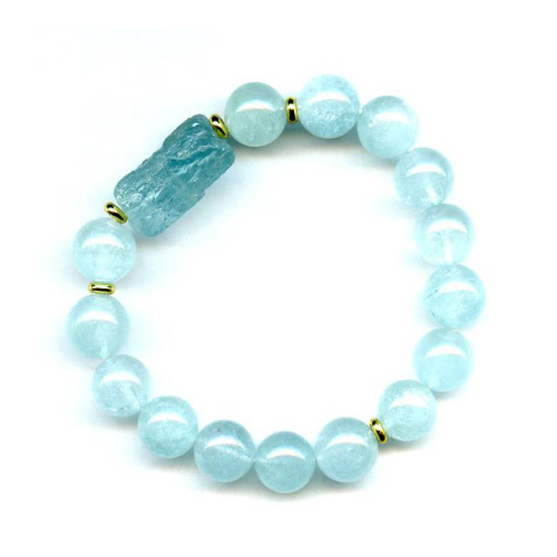 137-2604 Aquamarine <br>12mm Round Bracelet