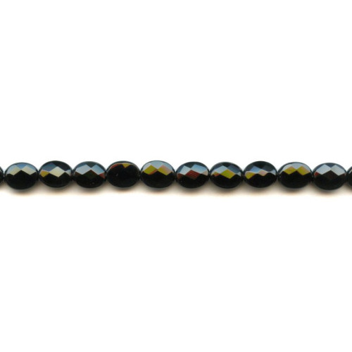 140-1017 Black Onyx <br>8x10 Faceted Flat Oval