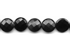 Black Onyx 20mm Faceted Coin
