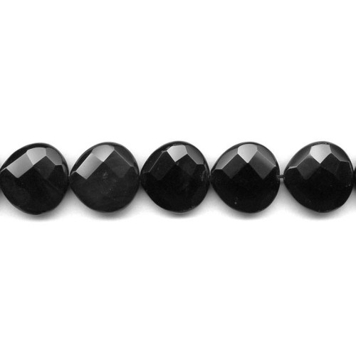 140-1136 Black Onyx <br>20mm Faceted Flat Pear