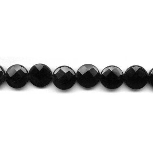 140-1192 Black Onyx <br>16mm Faceted Coin