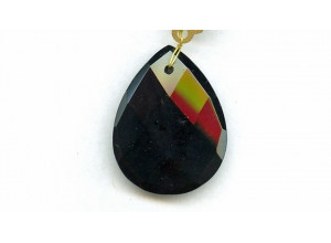 Black Onyx 35x45 Faceted Flat Pear Pendant
