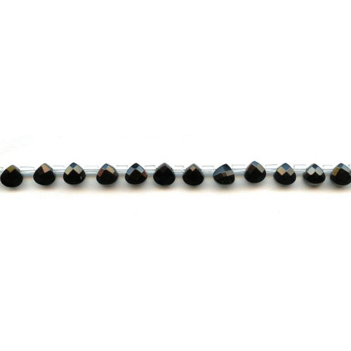 140-1596 Black Onyx <br>6x6 Flat Pear Briolette