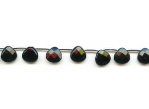 Black Onyx 10mm Flat Pear Briolette
