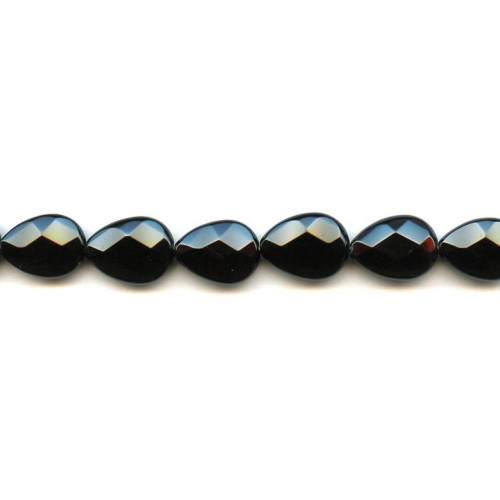 140-1634 Black Onyx <br>13x18 Faceted Flat Pear