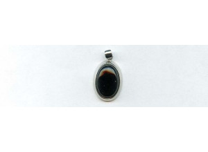 Black Onyx 19x14 Oval Silver Pendant