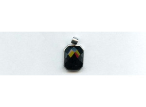 Black Onyx 18x14 Faceted Rectangle Silver Pendant