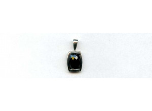 Black Onyx 13x10 Faceted Rectangle Silver Pendant
