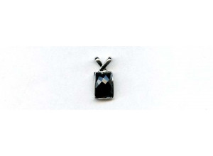 Black Onyx 13x9 Faceted Rectangle Silver Pendant