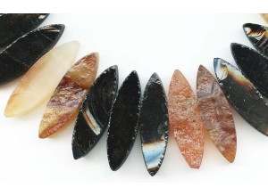 Black Onyx + Matte Agate 11x38 Marquise Drop
