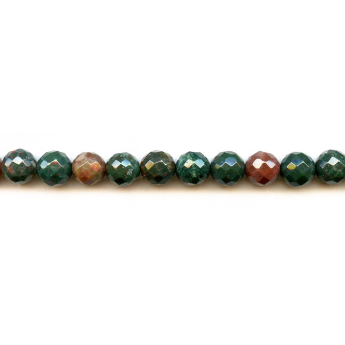 141-1119 Blood Stone <br>10mm Faceted Round