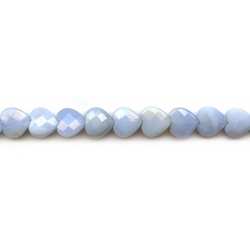 143-1340 Blue Chalcedony <br>12mm Faceted Heart