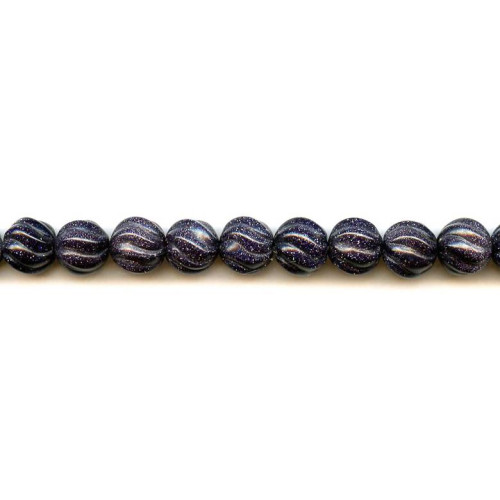 144-1066 Blue Goldstone <br>12mm S-Corrugated Round