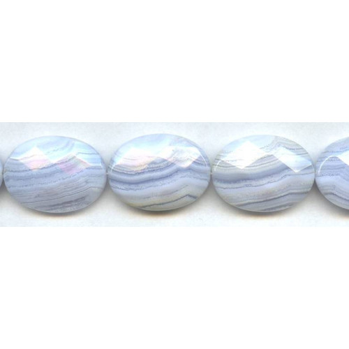 145-1185 Blue Lace Agate <br>22x30 Faceted Flat Oval