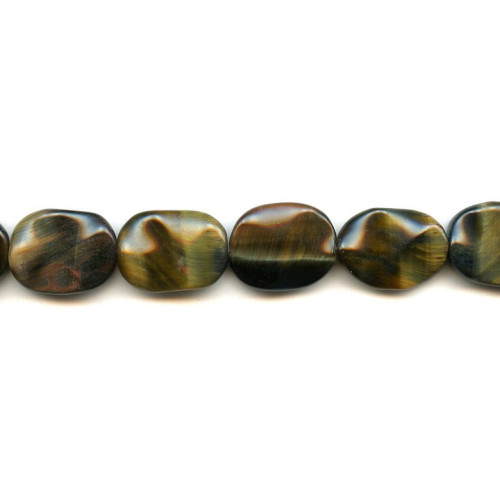 147-1003 Blue Tiger Eye <br>15x20 Waved Flat Oval
