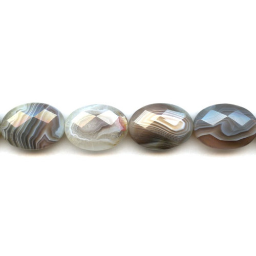150-1014 Botswana Agate <br>18x25 Faceted Flat Oval
