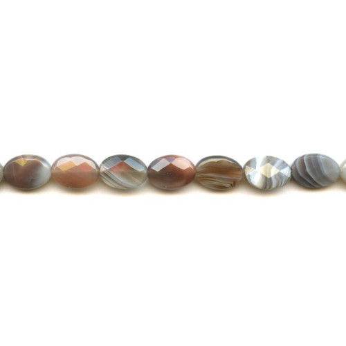 150-1019 Botswana Agate <br>10x14 Faceted Flat Oval