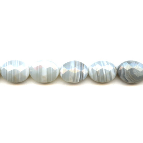 150-1028 Botswana Agate <br>15x20 Faceted Flat Oval