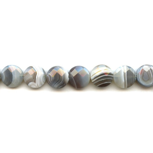 150-1033 Botswana Agate <br>15mm Faceted Coin