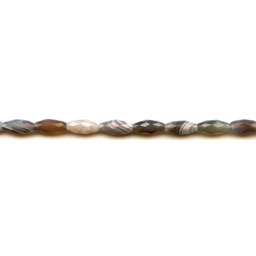 150-1054 Botswana Agate <br>6x12 Faceted Oval Rice