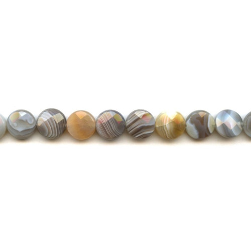 150-1062 Botswana Agate <br>12mm Faceted Coin