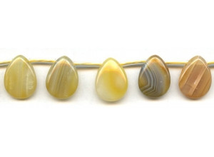 Yellow Botswana Agate 15x20 Flat Pear Drop