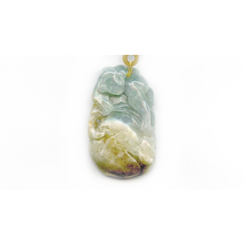 151-1098 Burma Jade <br>45x28 Carved Pendant