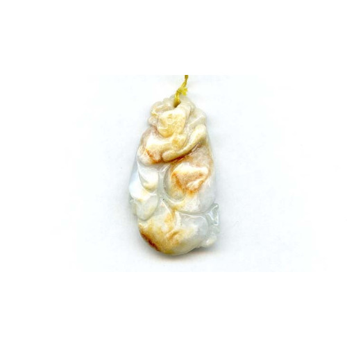 151-1140 Burma Jade <br>43x24 Carved Pendant