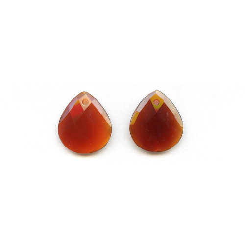 153-1350 Carnelian <br>22x25 Faceted Flat Pear Pendant