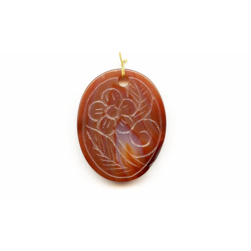 153-1432 Carnelian <br>45x36 Carved Pendant