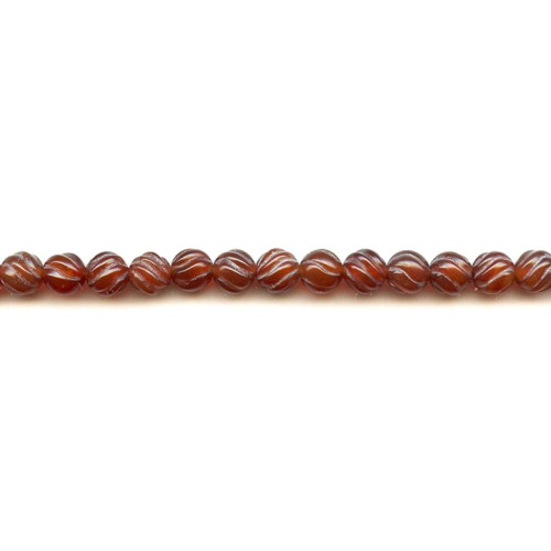 153-1498 Carnelian <br>8mm S-Corrugated Round