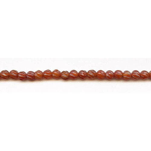153-1544 Carnelian <br>6mm S-Corrugated Round