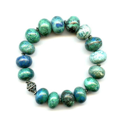 156-1265 Chrysocolla <br>15mm Rondell Bracelet