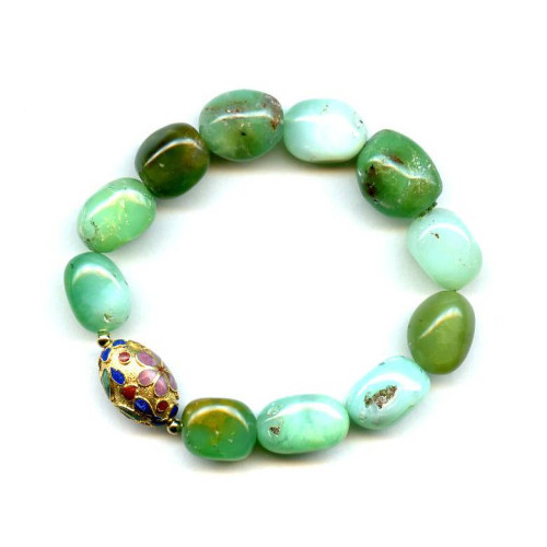 157-1615 Chrysoprase <br>12mm Oval Nugget Bracelet