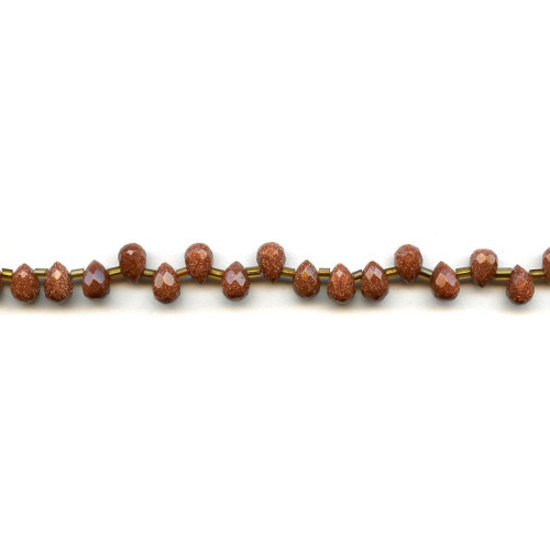164-1010 Goldstone <br>5x7 Teardrop Briolette