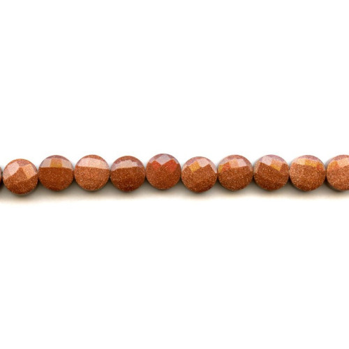 164-1021 Goldstone <br>10mm Faceted Coin