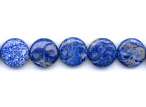 Natural Lapis 20mm Carved Ying-Yang Dime