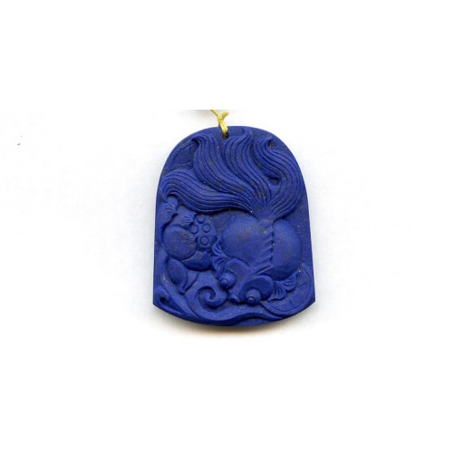 174-1755 Matte Lapis <br>44x36 Carved Pendant
