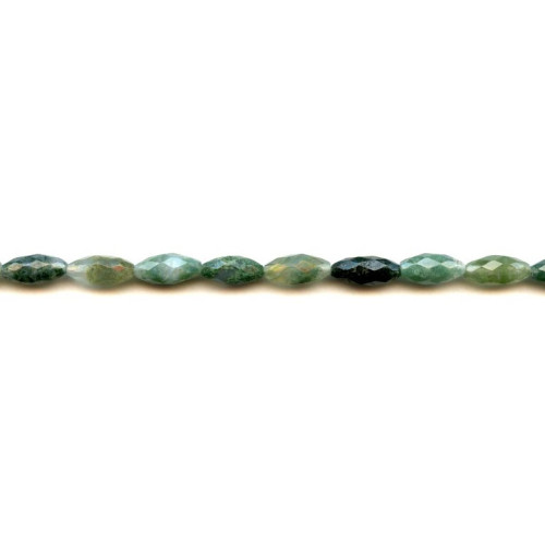 180-1006 Moss Agate <br>6x12 Faceted Oval Rice
