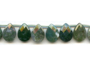 Moss Agate 15x20 Flat Pear Briolette