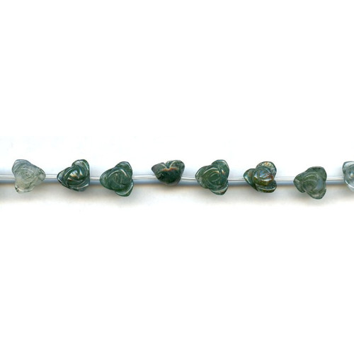 180-1020 Moss Agate <br>10mm Carved Rose