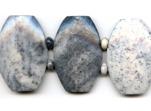 Black Moss Agate 50x34 Ridged Oval