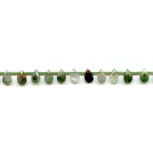 180-1104 Moss Agate <br>6x9 Flat Pear Briolette