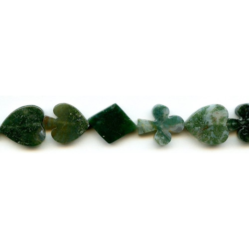 180-1129 Moss Agate <br>16-17mm Poker Suits