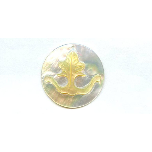 181-1520 Mother of Pearl <br>42mm Carved Coin Pendant