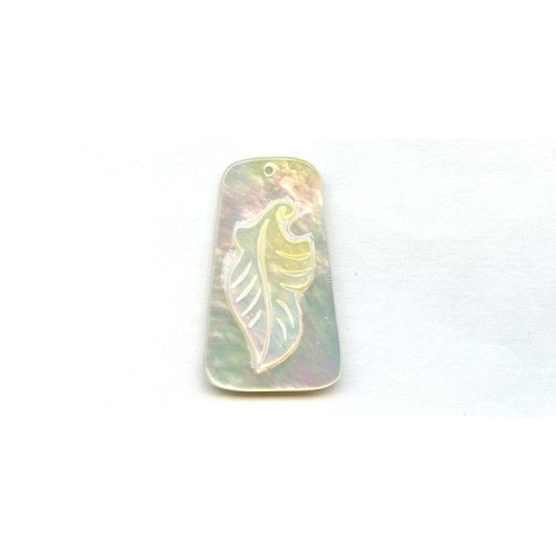 181-1521 Mother of Pearl <br>42x25 Carved Pendant