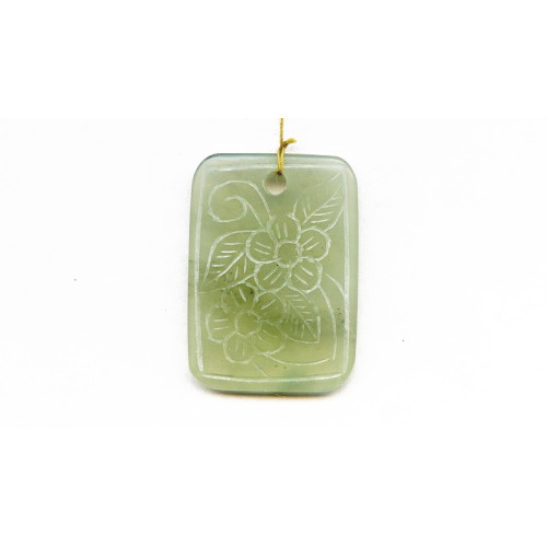 184-1399 New Jade <br>43x31 Carved Pendant